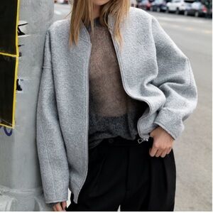 Zara Oversized Boucle Bomber Jacket